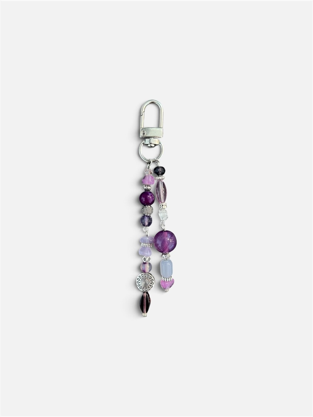 Purple Beaded Keychain Charm